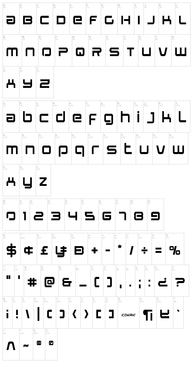Star Eagle font map
