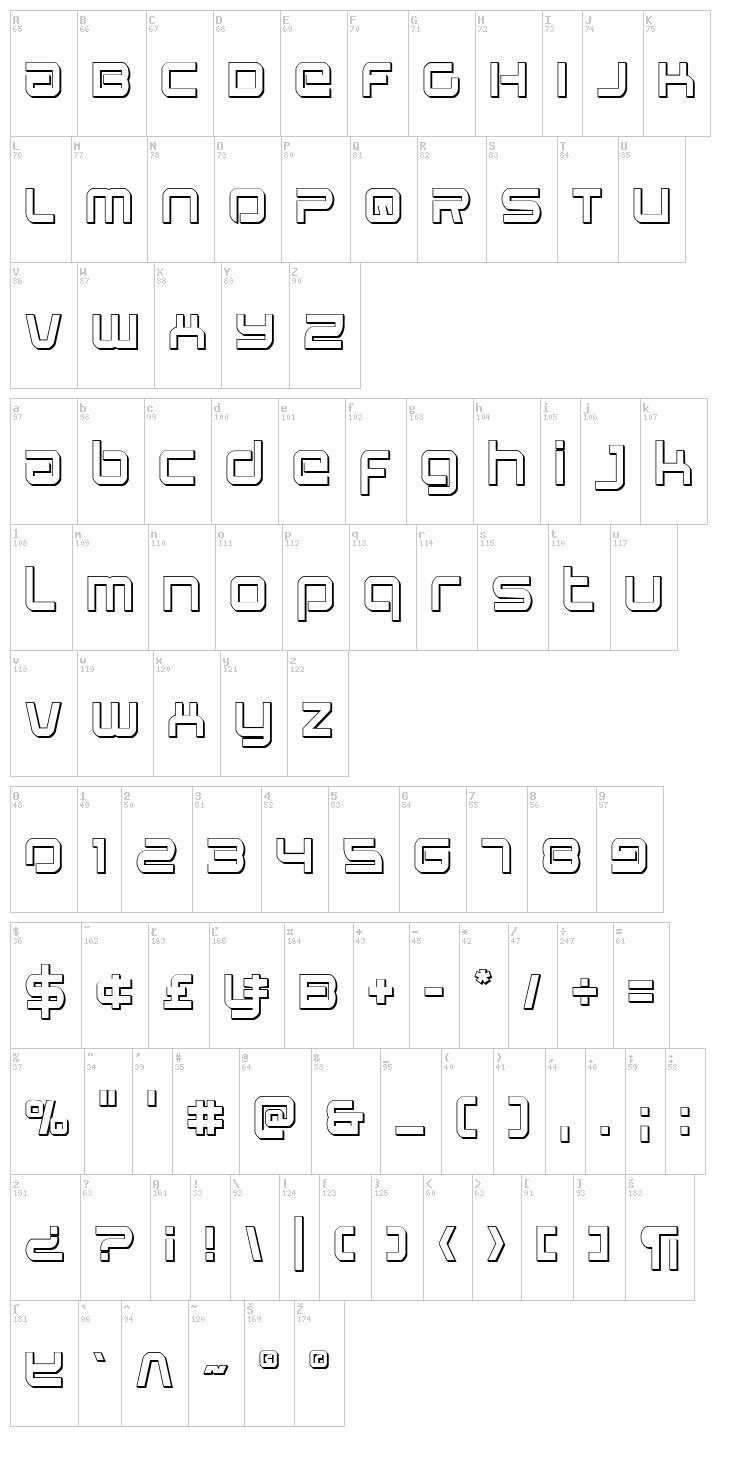 Star Eagle font map