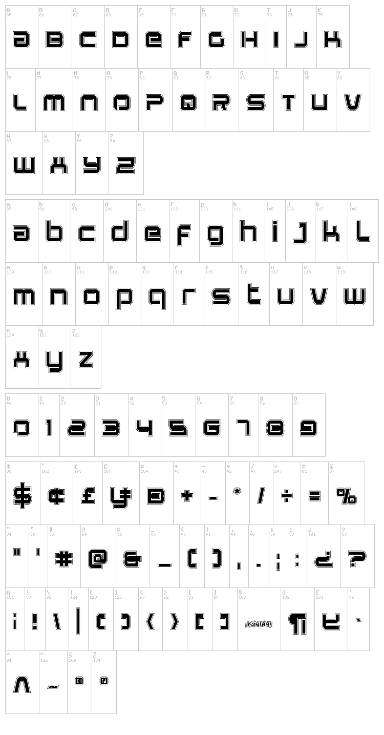 Star Eagle font map