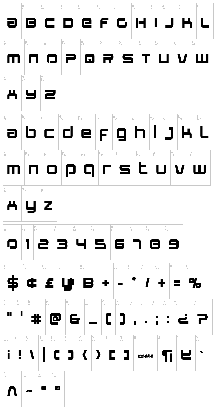 Star Eagle font map