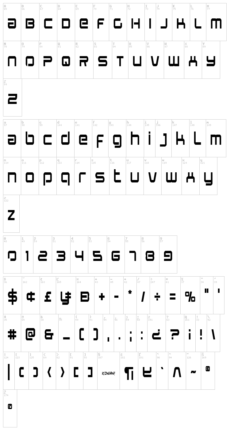 Star Eagle font map
