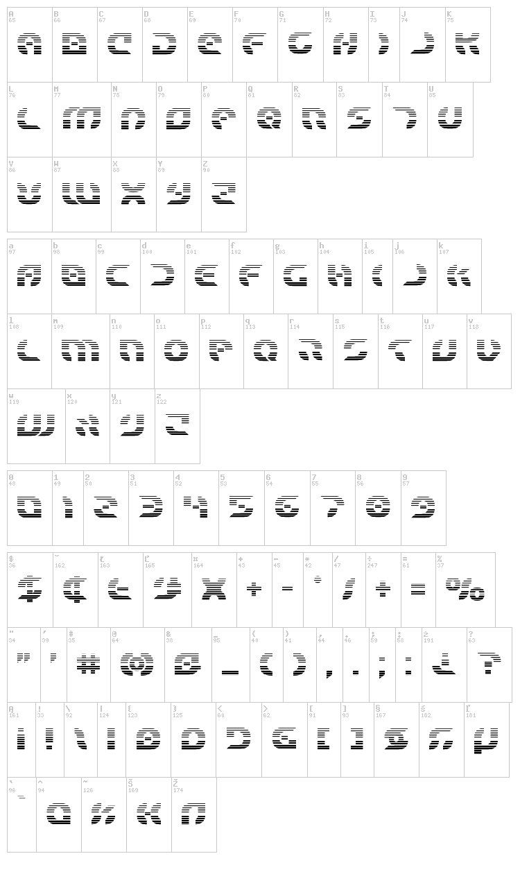 Star Fighter font map