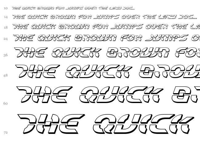 Star Fighter font waterfall