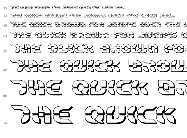 Star Fighter font waterfall