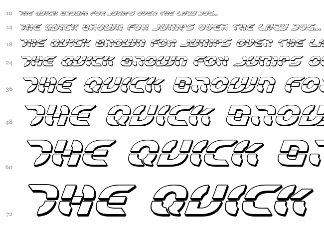 Star Fighter font waterfall