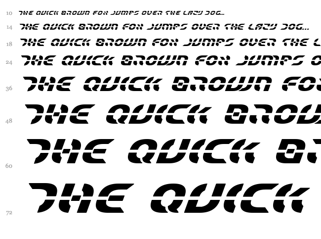 Star Fighter font waterfall