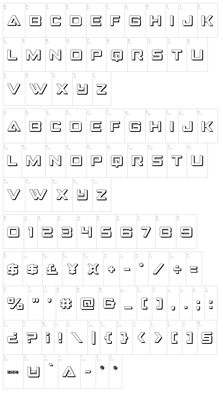 Strike Fighter font map