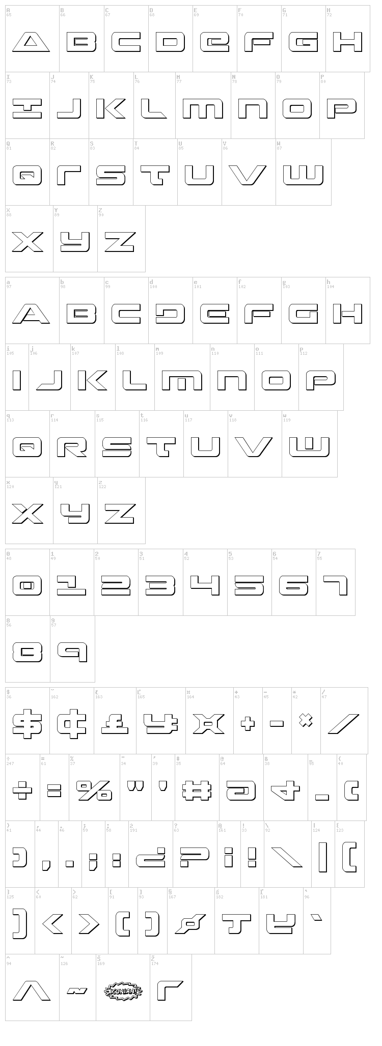 Strikelord font map