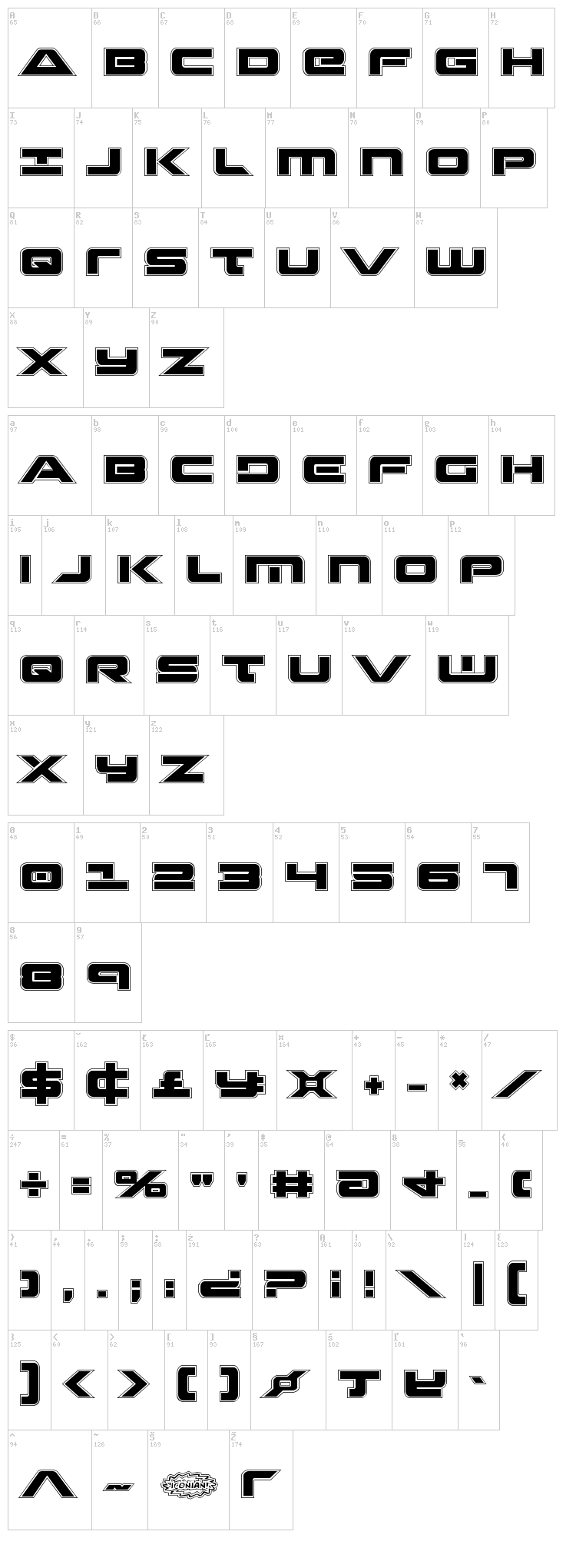Strikelord font map