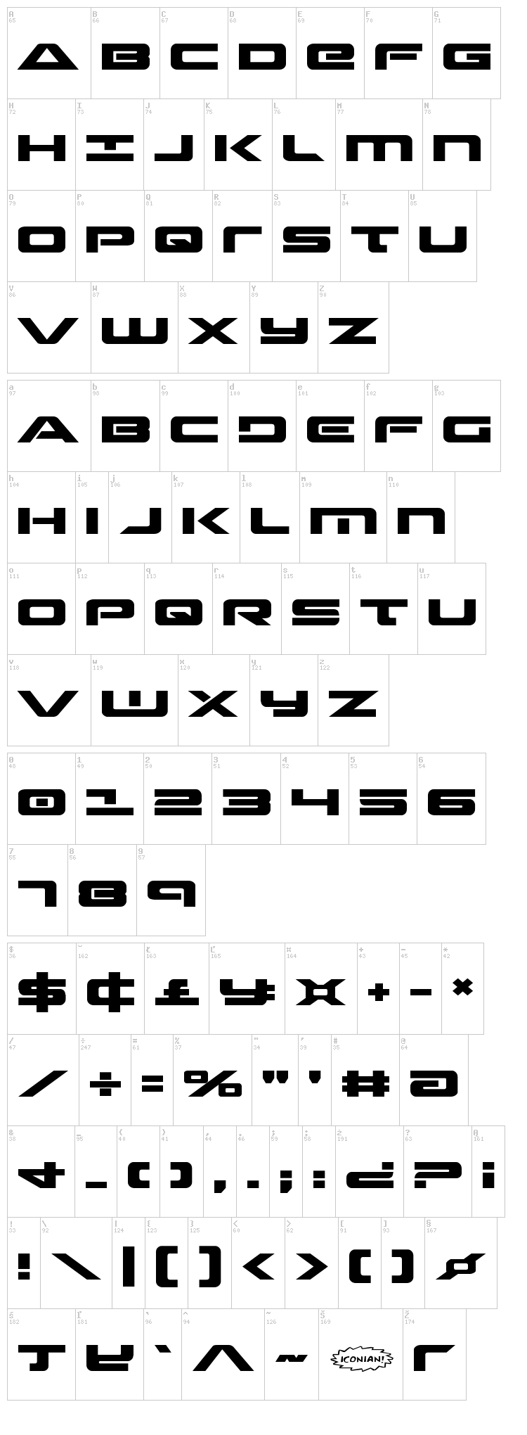 Strikelord font map