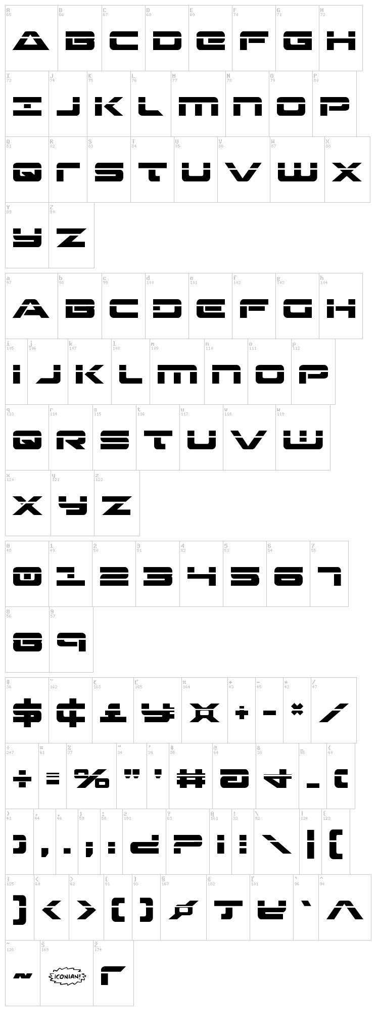 Strikelord font map