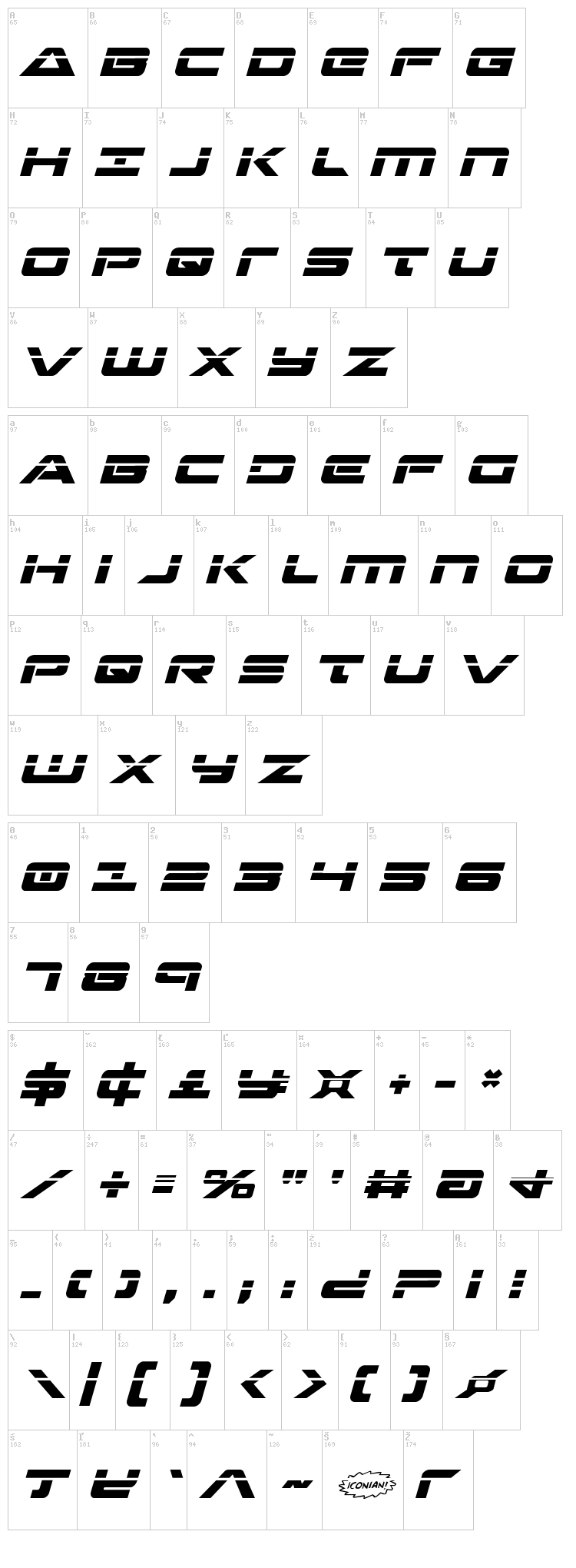 Strikelord font map