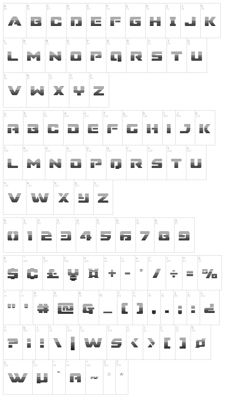 Super Commando font map