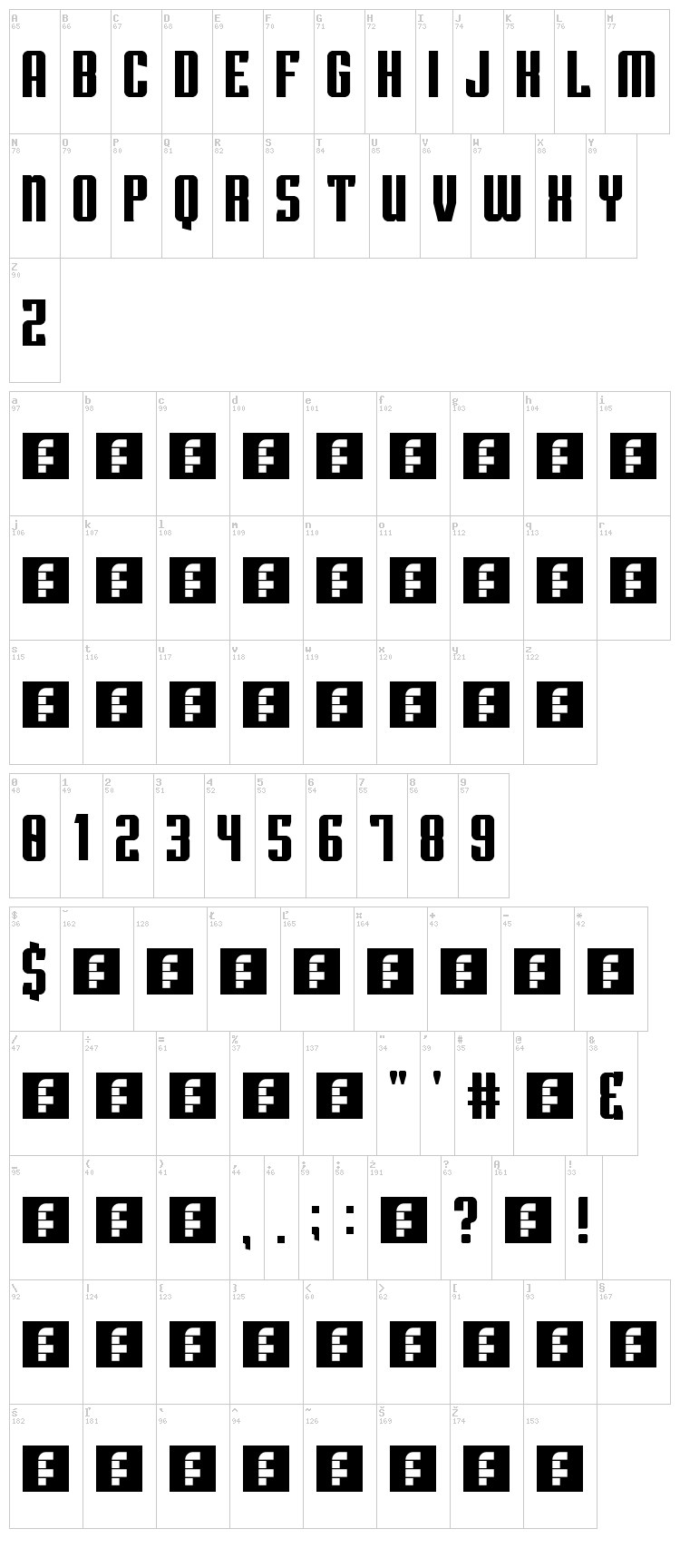 Superguns font map