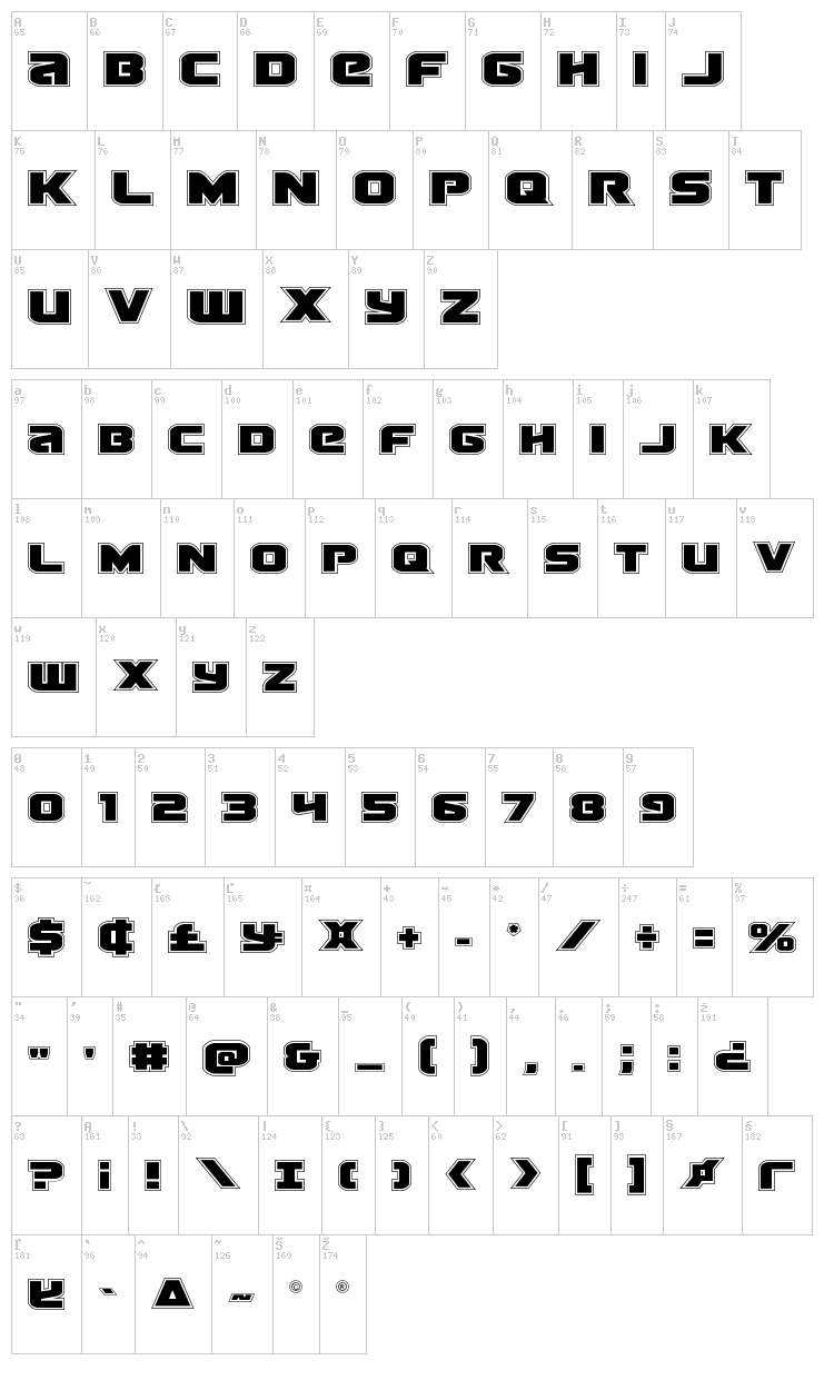 Terran font map
