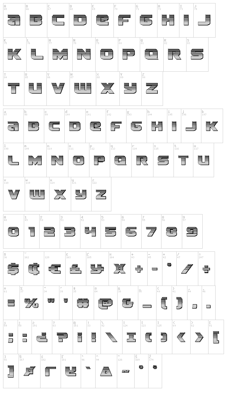 Terran font map