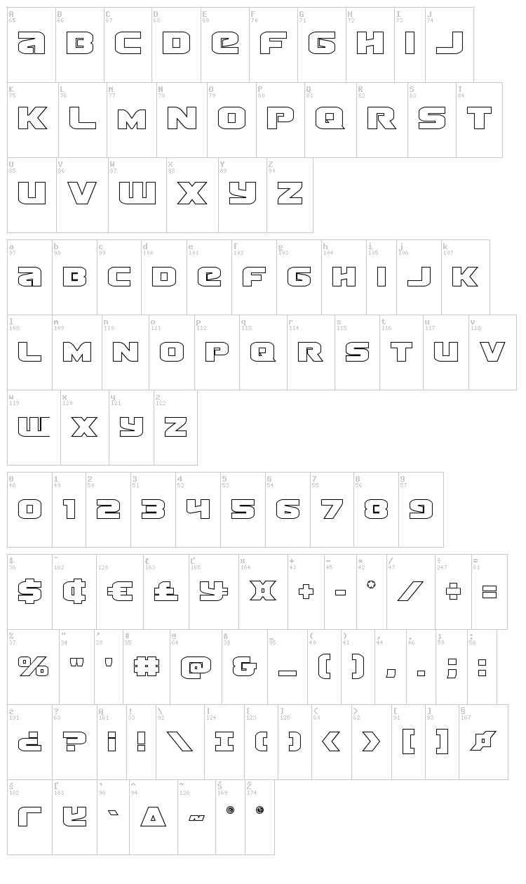 Terran font map