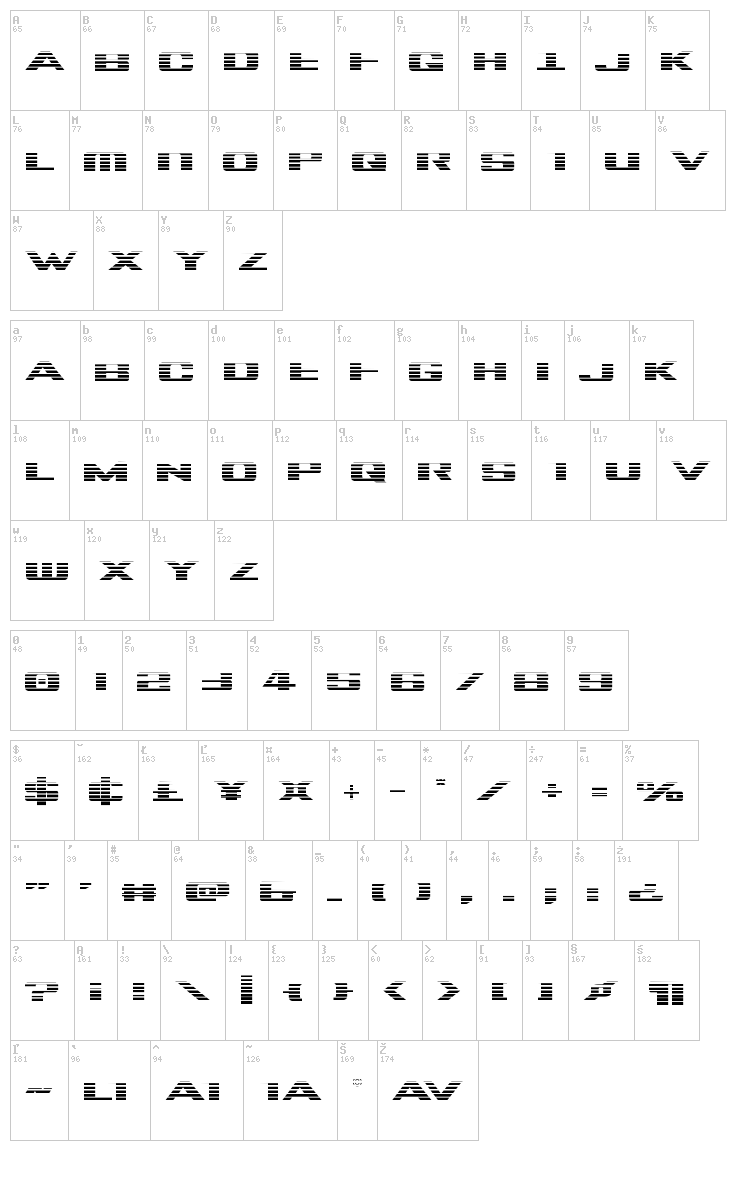 Tigershark font map