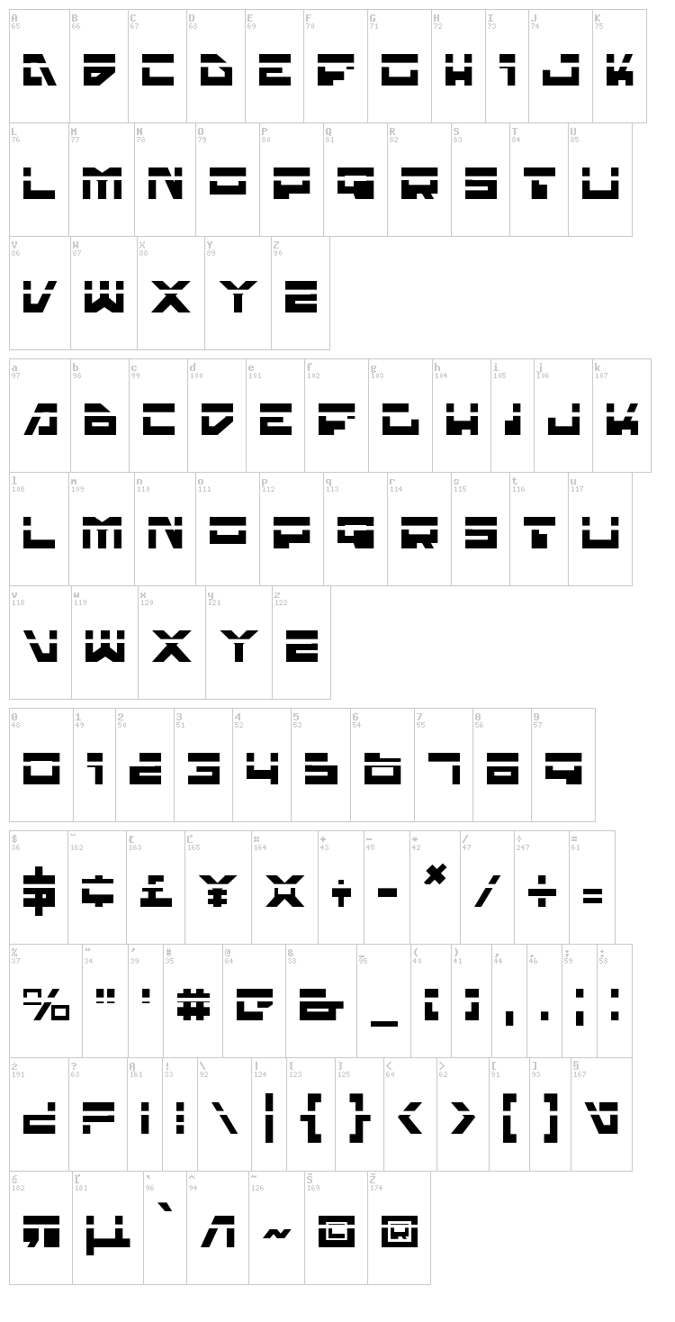 Trajia font map