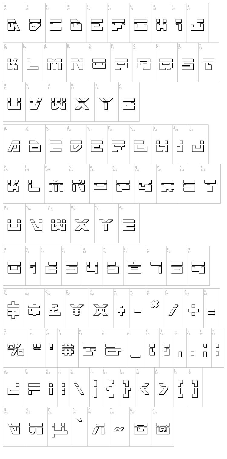 Trajia font map