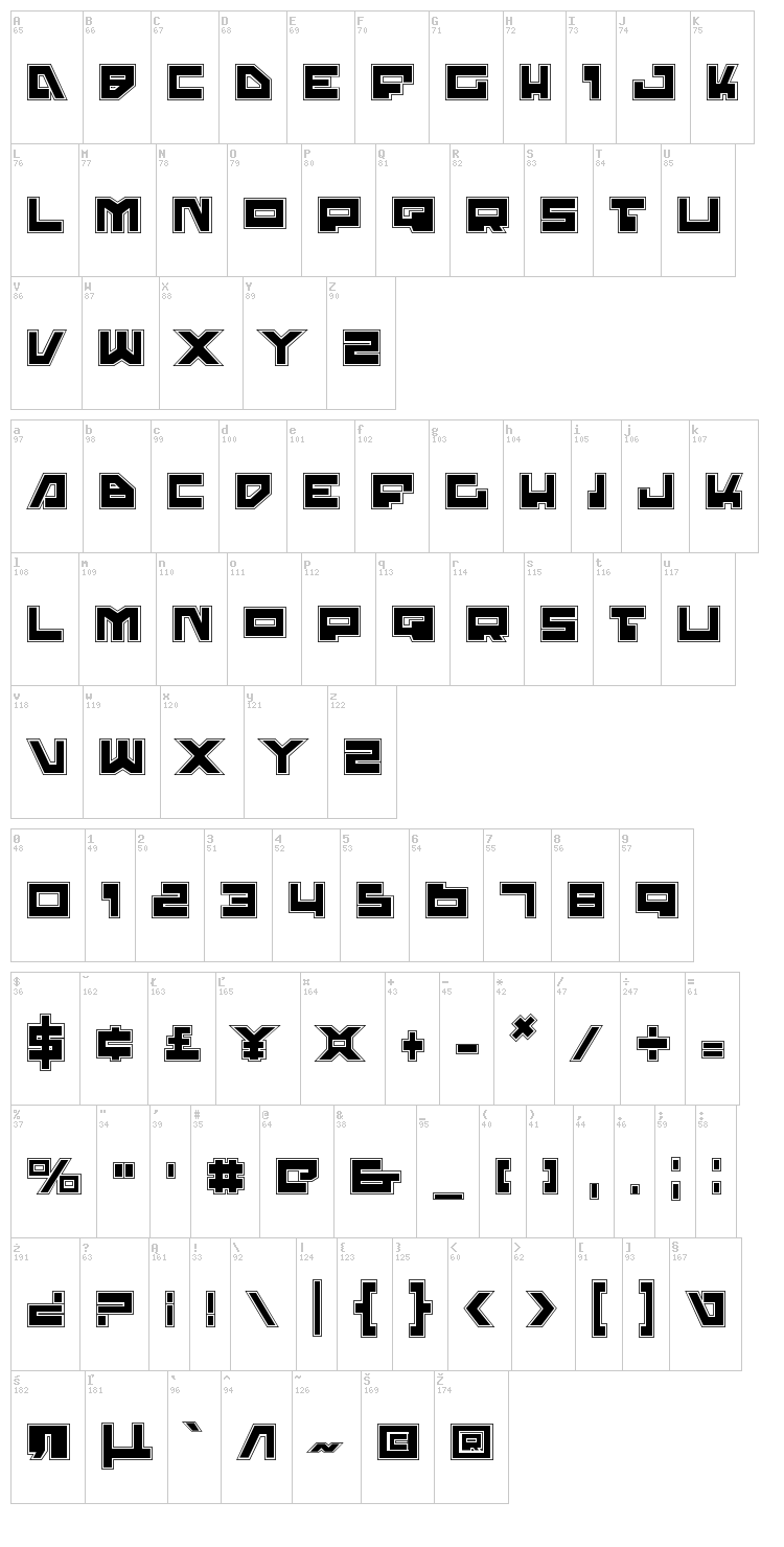 Trajia font map
