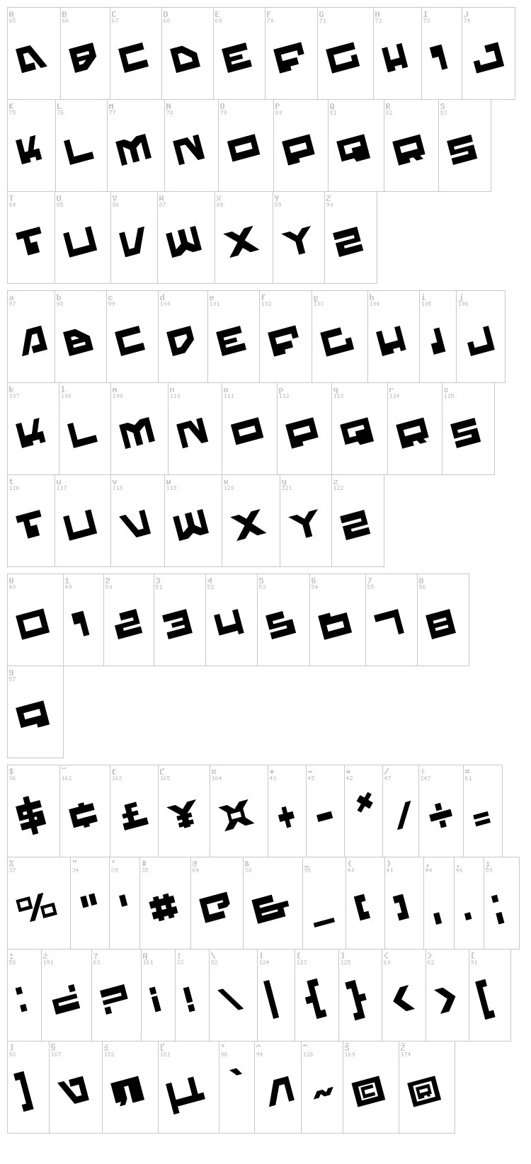 Trajia font map