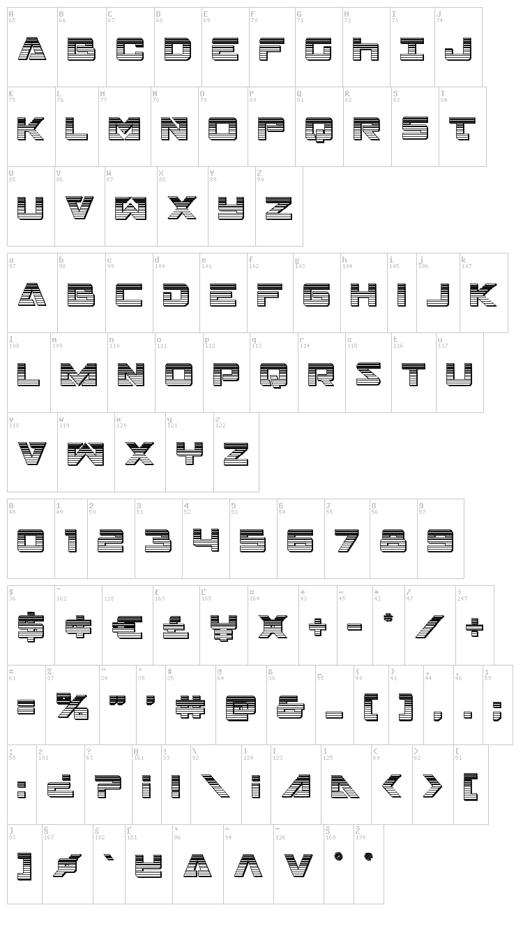 Trans-America font map
