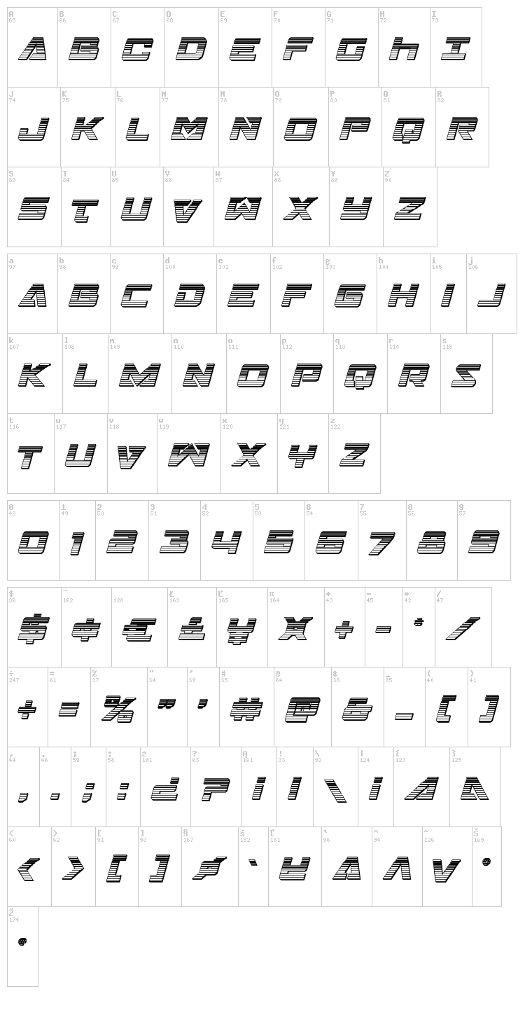 Trans-America font map