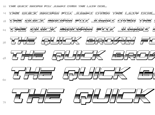 Trans-America font waterfall