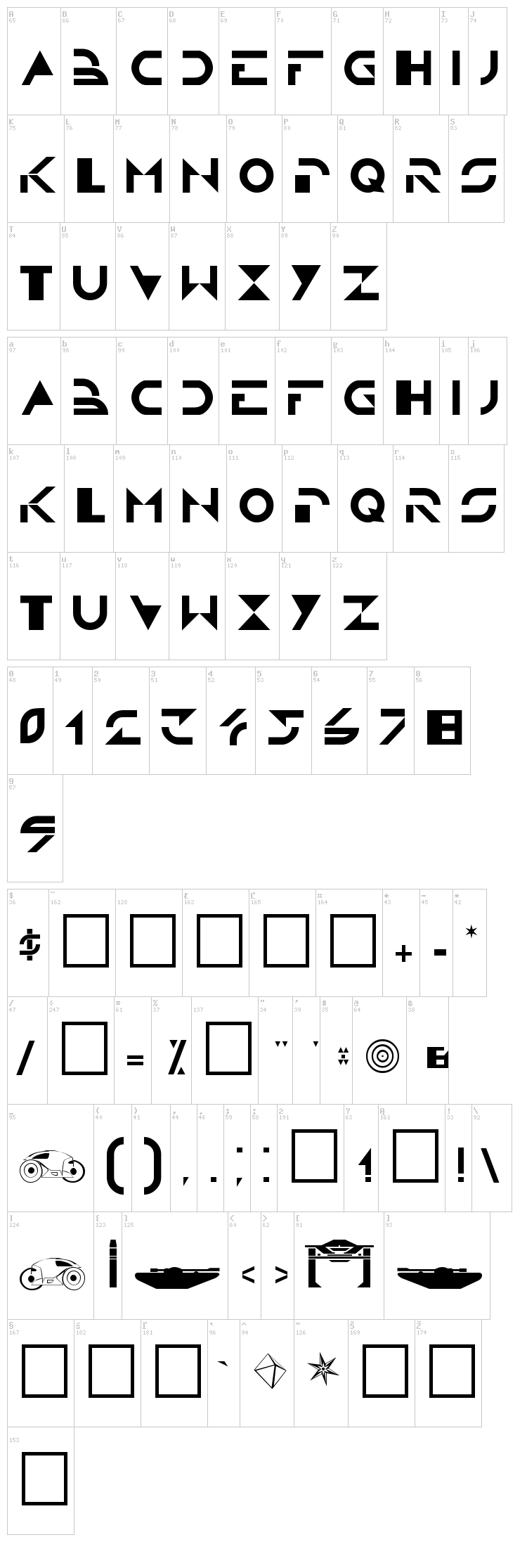 Tron font map