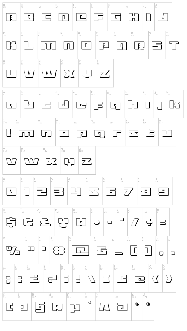 Turbo Charge font map