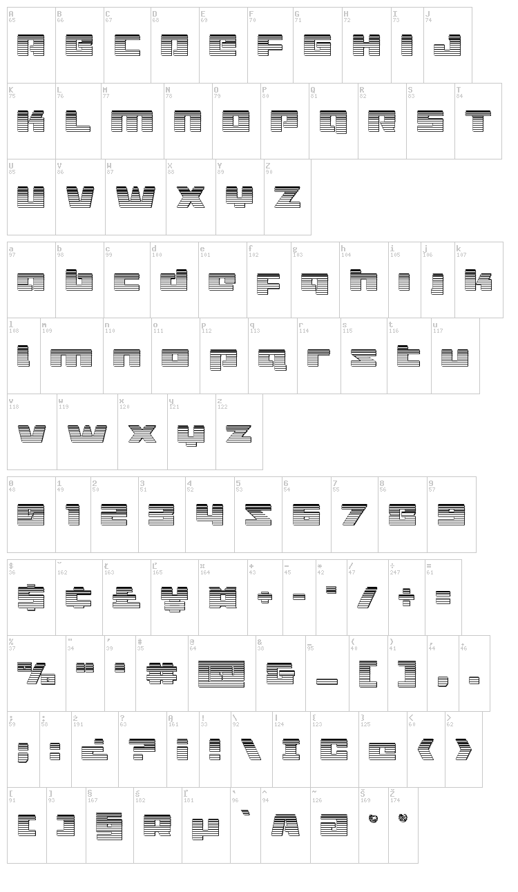 Turbo Charge font map
