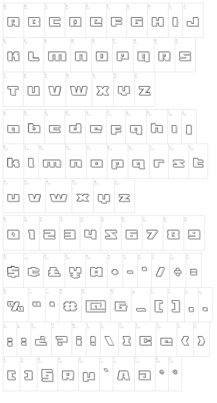 Turbo Charge font map