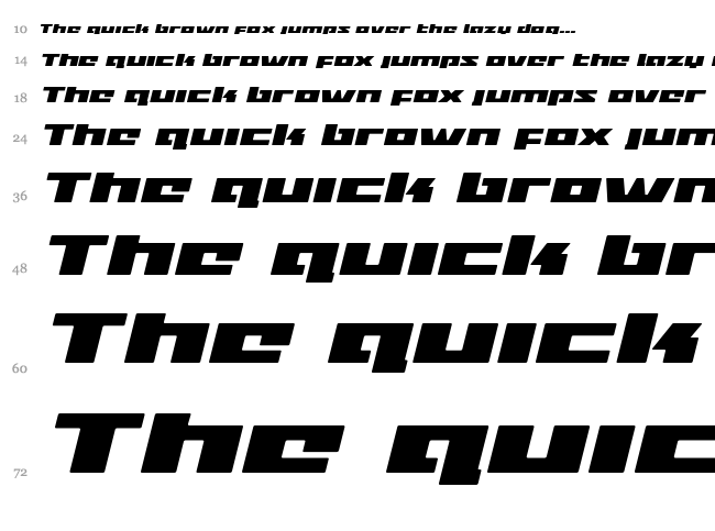 Turbo Charge font waterfall