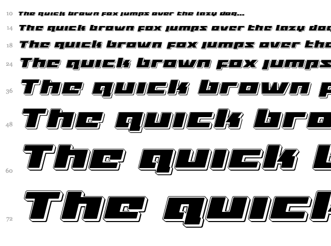 Turbo Charge font waterfall