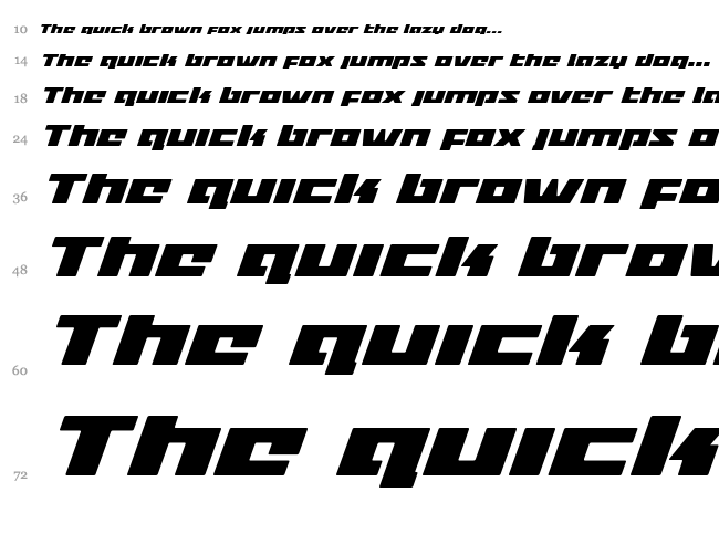 Turbo Charge font waterfall