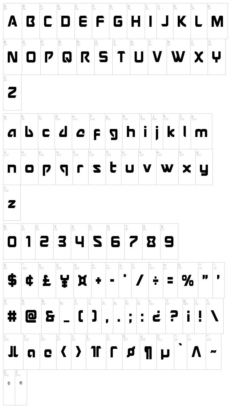 USAngel font map