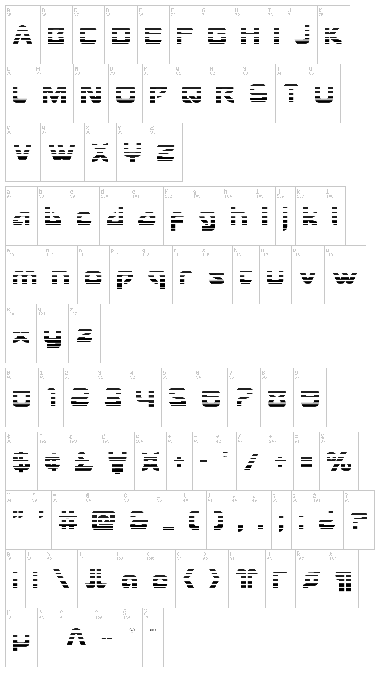 USAngel font map