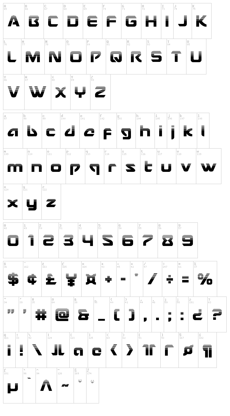 USAngel font map