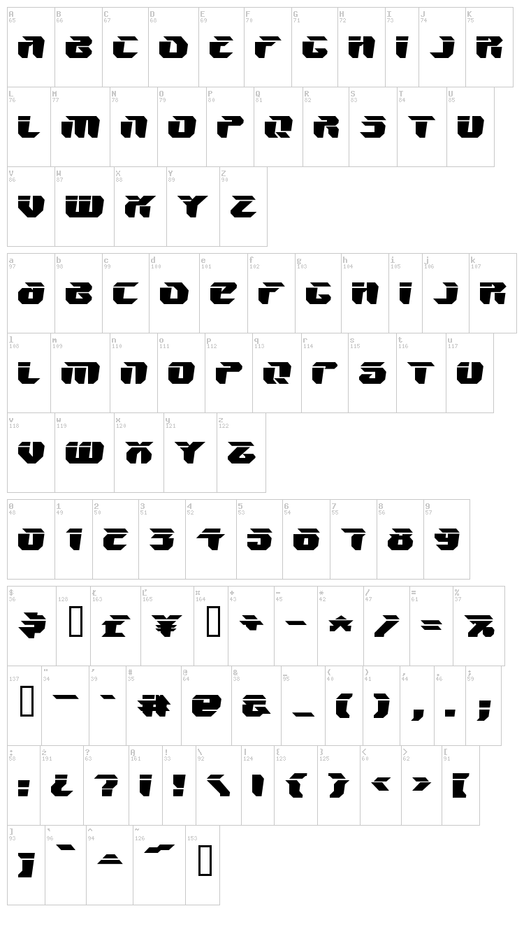 V5 Ampon font map