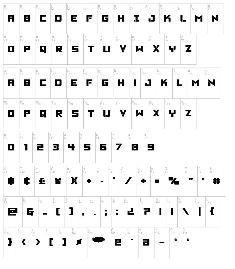 Viking Squad font map