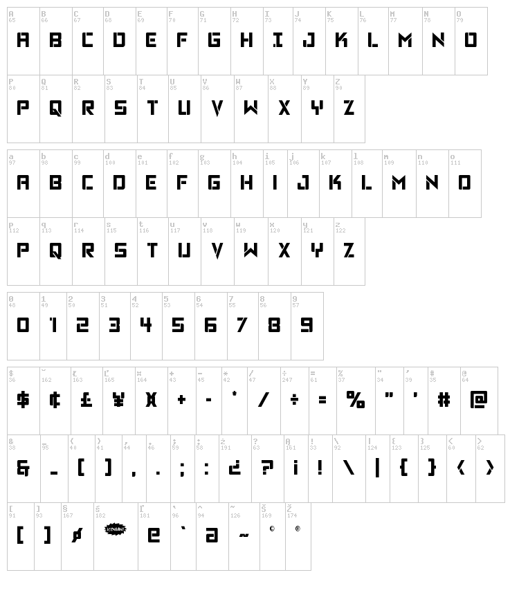Viking Squad font map