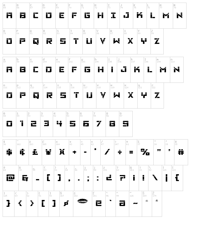 Viking Squad font map
