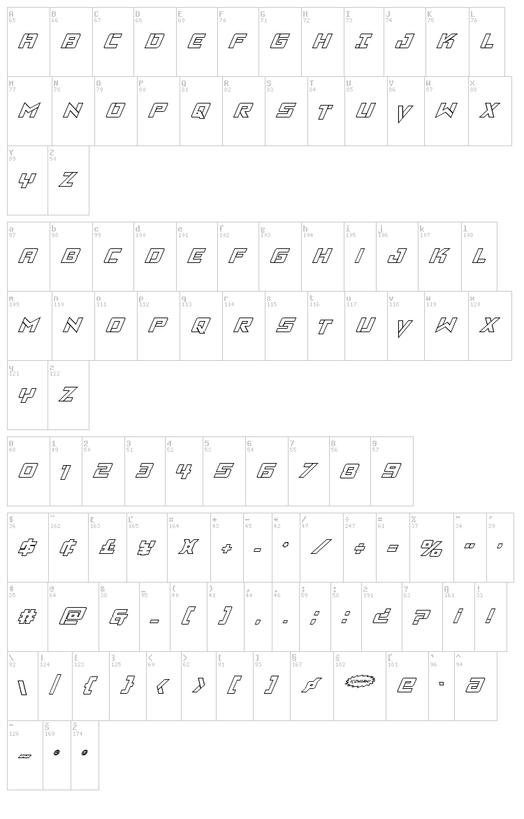 Viking Squad font map