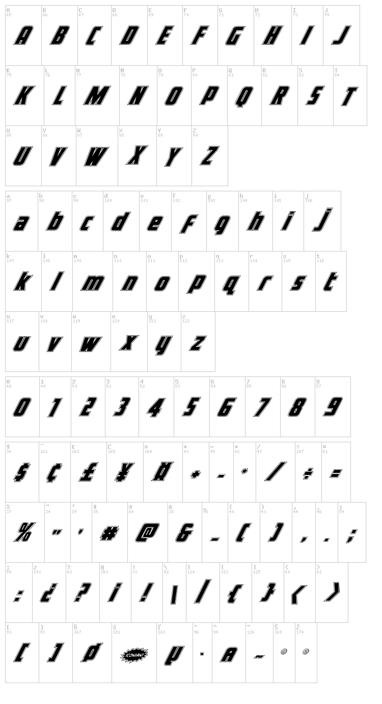 Voyage Fantastique font map