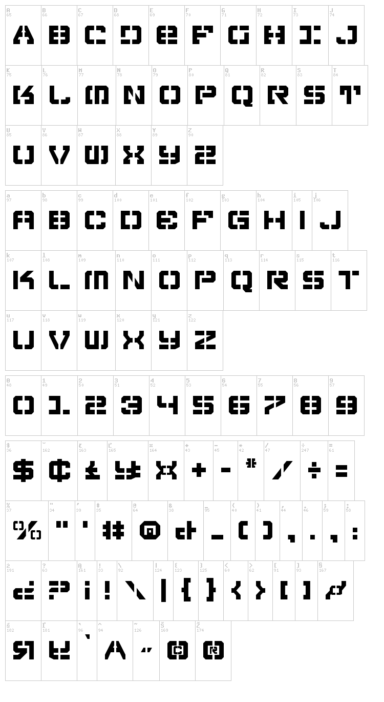 Vyper font map