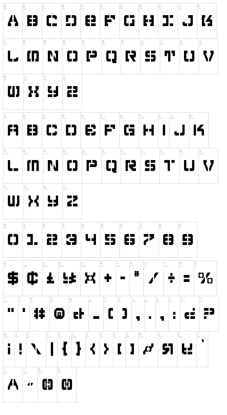 Vyper font map