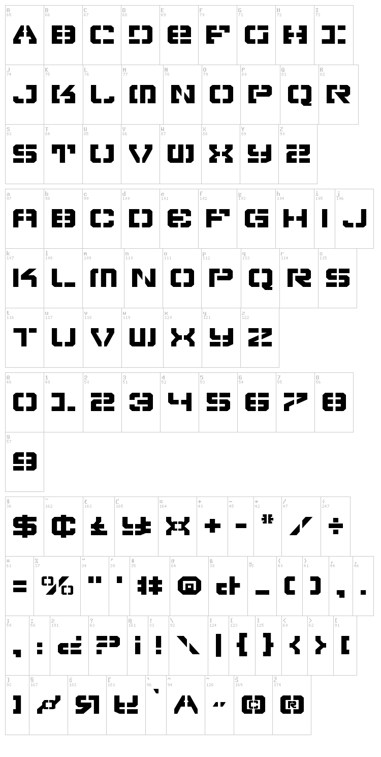 Vyper font map