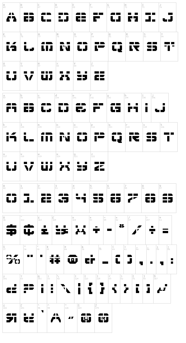Vyper font map