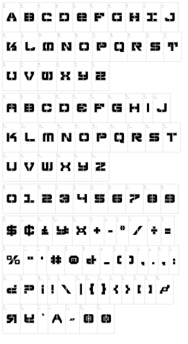 Vyper font map